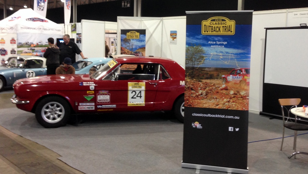 Warren Briggs' Mustang on the COT stand at Race Retro