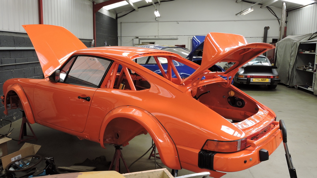 A Porsche being prepared at Tuthill Porsche