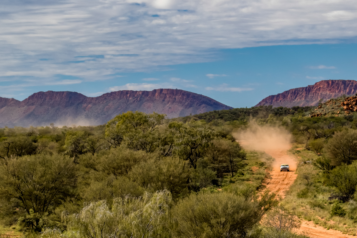 Panoramic view of competitor on Hayes Highway stage