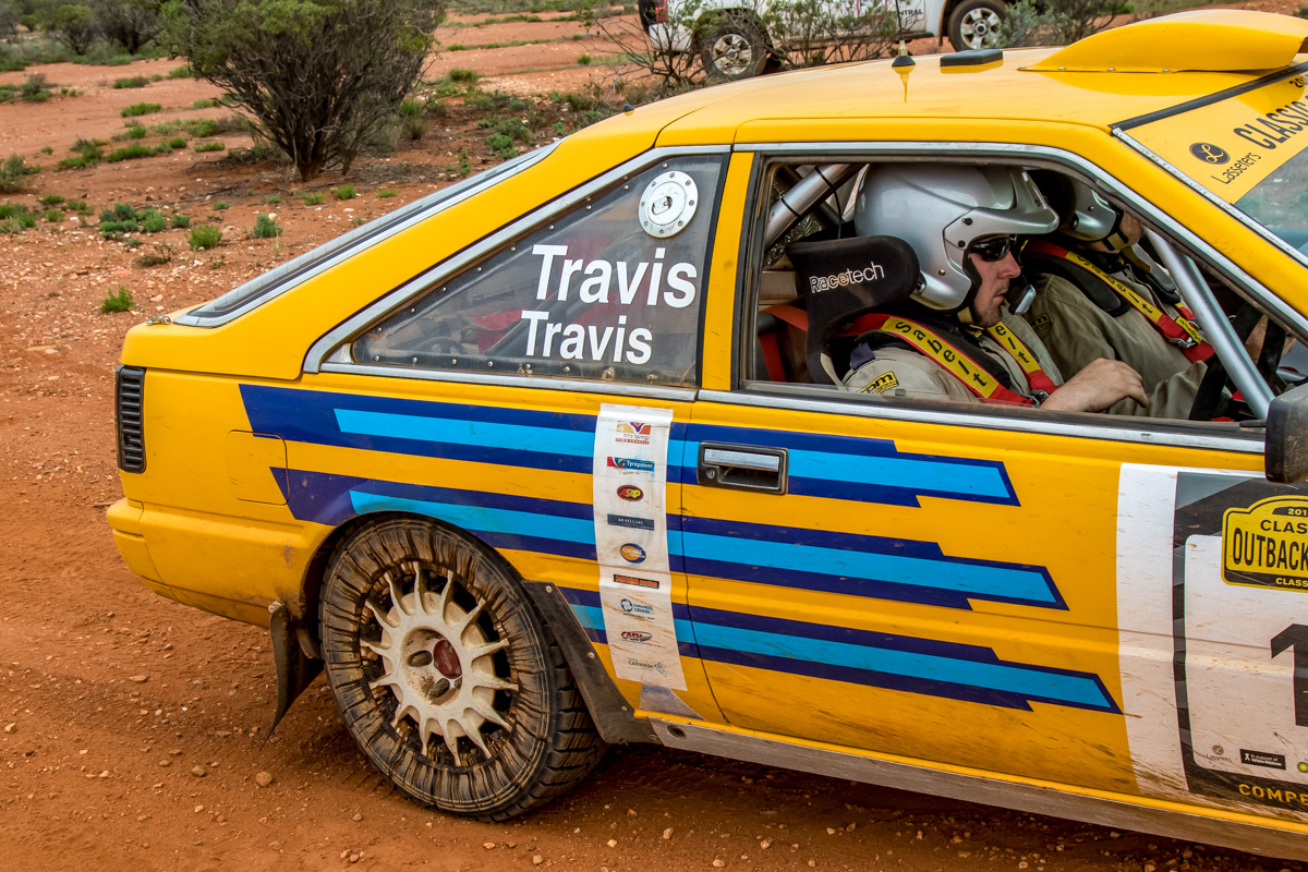 Andrew and David Travis, with an oli leak showing on the rear wheel.